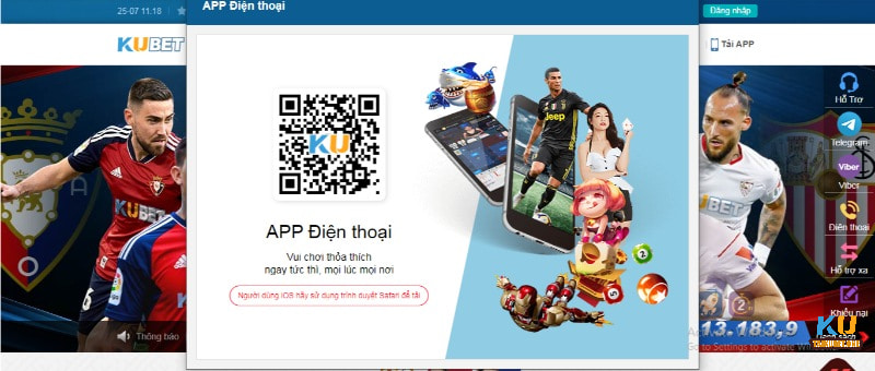 Quét mã qr được cấp trên thị bị muốn tải app Kubet